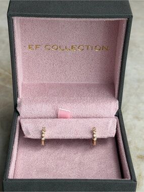 EF Collection Yellow Gold Diamond Mini Huggie Earrings